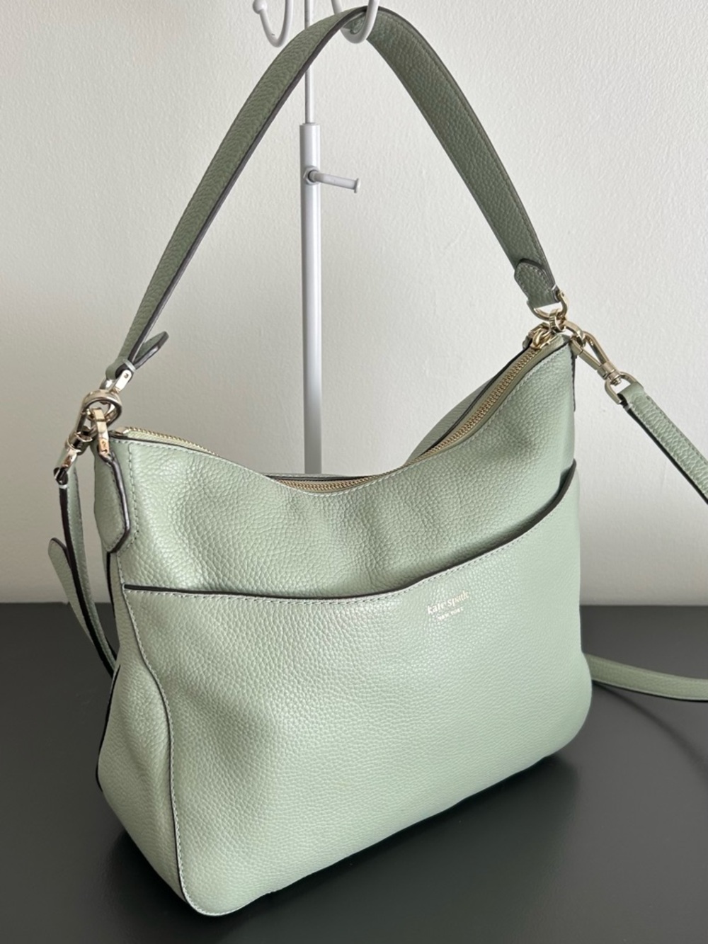 Kate Spade Mint Green Leather Shoulder Bag Crossbody Gold Hardware - Picture 6 of 12